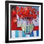 Still Life with Red Flowers-Patty Baker-Framed Art Print