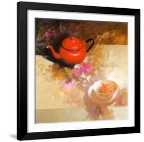 Still Life with Red Teapot-Spartaco Lombardo-Framed Art Print