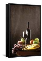 Still Life with Red Wine, Fruit and Cheese-Brigitte Protzel-Framed Stretched Canvas