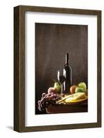 Still Life with Red Wine, Fruit and Cheese-Brigitte Protzel-Framed Photographic Print