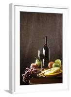 Still Life with Red Wine, Fruit and Cheese-Brigitte Protzel-Framed Photographic Print