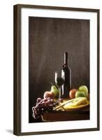 Still Life with Red Wine, Fruit and Cheese-Brigitte Protzel-Framed Photographic Print