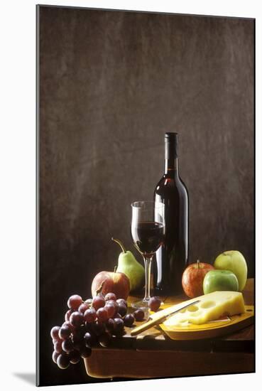 Still Life with Red Wine, Fruit and Cheese-Brigitte Protzel-Mounted Photographic Print