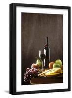 Still Life with Red Wine, Fruit and Cheese-Brigitte Protzel-Framed Photographic Print