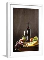 Still Life with Red Wine, Fruit and Cheese-Brigitte Protzel-Framed Photographic Print