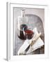 Still Life with Red Wine Glass, Wine Carafe, Napkin and Cutlery-Jean Cazals-Framed Photographic Print