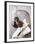 Still Life with Red Wine Glass, Wine Carafe, Napkin and Cutlery-Jean Cazals-Framed Photographic Print