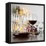 Still Life with Red Wine in Glass and Decanter-Alexander Feig-Framed Stretched Canvas