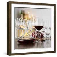 Still Life with Red Wine in Glass and Decanter-Alexander Feig-Framed Photographic Print