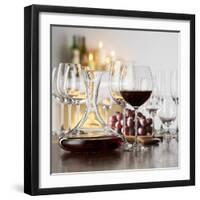 Still Life with Red Wine in Glass and Decanter-Alexander Feig-Framed Photographic Print