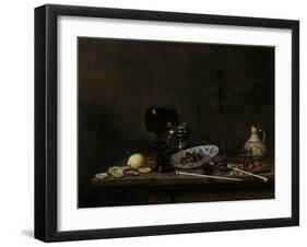 Still Life with Roemer, Flute Glass, Earthenware Jug and Pipes-Jan Jansz Van De Velde III-Framed Art Print