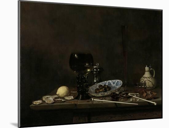 Still Life with Roemer, Flute Glass, Earthenware Jug and Pipes-Jan Jansz Van De Velde III-Mounted Art Print