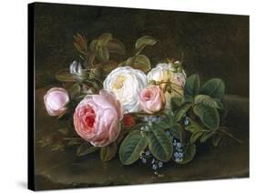 Still Life with Roses and Forget-Me-Nots-Hansine Eckersberg-Stretched Canvas