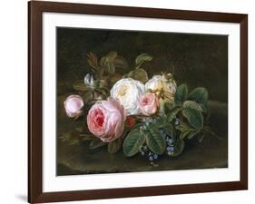 Still Life with Roses and Forget-Me-Nots-Hansine Eckersberg-Framed Giclee Print