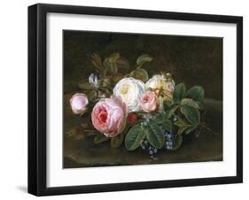 Still Life with Roses and Forget-Me-Nots-Hansine Eckersberg-Framed Giclee Print