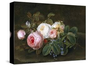 Still Life with Roses and Forget-Me-Nots-Hansine Eckersberg-Stretched Canvas