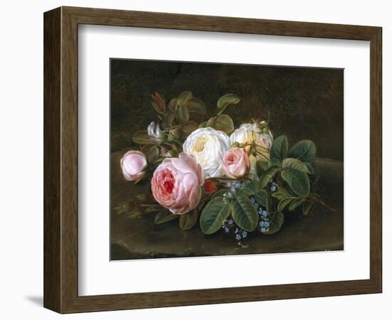 Still Life with Roses and Forget-Me-Nots-Hansine Eckersberg-Framed Giclee Print