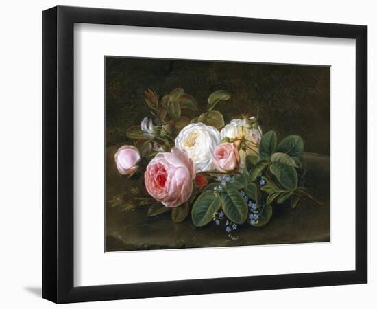 Still Life with Roses and Forget-Me-Nots-Hansine Eckersberg-Framed Giclee Print