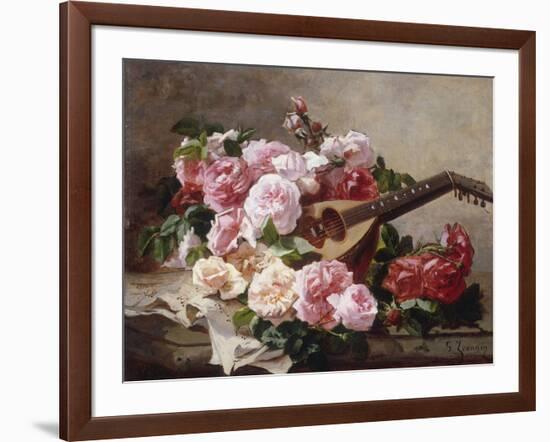 Still Life with Roses and Mandolin-Georges Jeannin-Framed Giclee Print