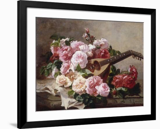 Still Life with Roses and Mandolin-Georges Jeannin-Framed Giclee Print