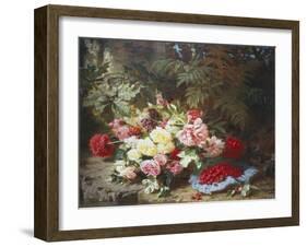 Still Life with Roses and Raspberries-Jean Baptiste Claude Robie-Framed Giclee Print