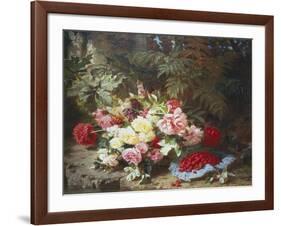 Still Life with Roses and Raspberries-Jean Baptiste Claude Robie-Framed Giclee Print