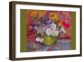 Still-Life with Roses and Sunflowers by Van Gogh-Vincent van Gogh-Framed Art Print