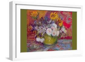 Still-Life with Roses and Sunflowers by Van Gogh-Vincent van Gogh-Framed Art Print