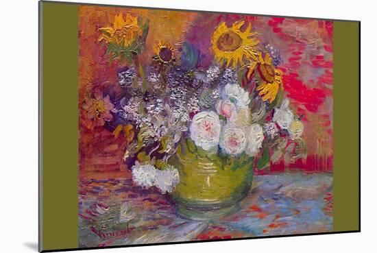 Still-Life with Roses and Sunflowers by Van Gogh-Vincent van Gogh-Mounted Art Print