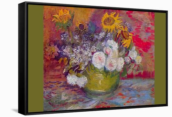 Still-Life with Roses and Sunflowers-Vincent van Gogh-Framed Stretched Canvas