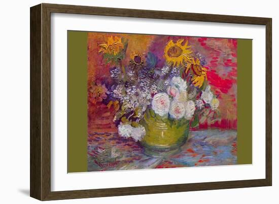 Still-Life with Roses and Sunflowers-Vincent van Gogh-Framed Art Print