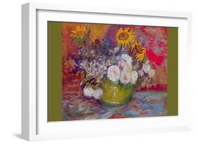 Still-Life with Roses and Sunflowers-Vincent van Gogh-Framed Premium Giclee Print