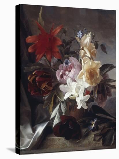 Still Life with Roses and Tulips, 1849-Theude Groenland-Stretched Canvas