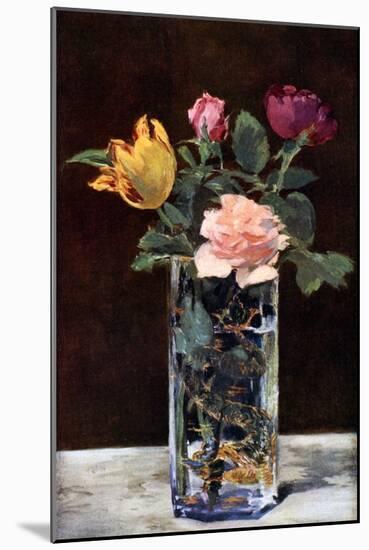 Still Life with Roses and Tulips in a Dragon Vase, 1882-Edouard Manet-Mounted Giclee Print