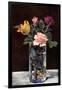 Still Life with Roses and Tulips in a Dragon Vase, 1882-Edouard Manet-Framed Giclee Print