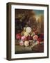 Still Life with Roses, Carnations and a Bohemian Castle in the Background, 1868-Josef Schuster-Framed Giclee Print