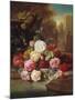 Still Life with Roses, Carnations and a Bohemian Castle in the Background, 1868-Josef Schuster-Mounted Giclee Print