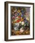 Still Life with Roses, Delphiniums, Poppies, and Marigolds on a Ledge-Albert Williams-Framed Giclee Print