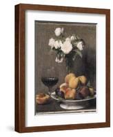 Still Life with Roses, Fruit and a Glass of Wine, 1872-Ignace Henri Jean Fantin-Latour-Framed Giclee Print
