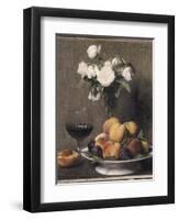 Still Life with Roses, Fruit and a Glass of Wine, 1872-Ignace Henri Jean Fantin-Latour-Framed Giclee Print