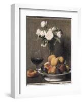 Still Life with Roses, Fruit and a Glass of Wine, 1872-Ignace Henri Jean Fantin-Latour-Framed Giclee Print