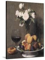 Still Life with Roses, Fruits and a Glass of Wine, 1872-Henri Fantin-Latour-Stretched Canvas