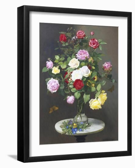 Still Life with Roses in a Glass Vase-Otto Didrik Ottesen-Framed Giclee Print