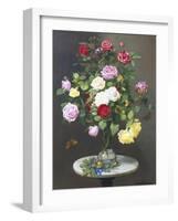 Still Life with Roses in a Glass Vase-Otto Didrik Ottesen-Framed Giclee Print