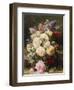 Still Life with Roses, Syringas and a Blue Tit on a Mossy Bank-Jean Baptiste Claude Robie-Framed Giclee Print