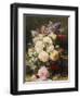 Still Life with Roses, Syringas and a Blue Tit on a Mossy Bank-Jean Baptiste Claude Robie-Framed Giclee Print