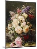 Still Life with Roses, Syringas and a Blue Tit on a Mossy Bank-Jean Baptiste Claude Robie-Mounted Giclee Print