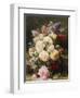 Still Life with Roses, Syringas and a Blue Tit on a Mossy Bank-Jean Baptiste Claude Robie-Framed Premium Giclee Print