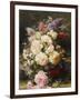 Still Life with Roses, Syringas and a Blue Tit on a Mossy Bank-Jean Baptiste Claude Robie-Framed Giclee Print