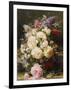 Still Life with Roses, Syringas and a Blue Tit on a Mossy Bank-Jean Baptiste Claude Robie-Framed Giclee Print